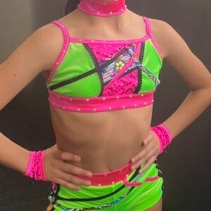Neon green and pink jazz costume
